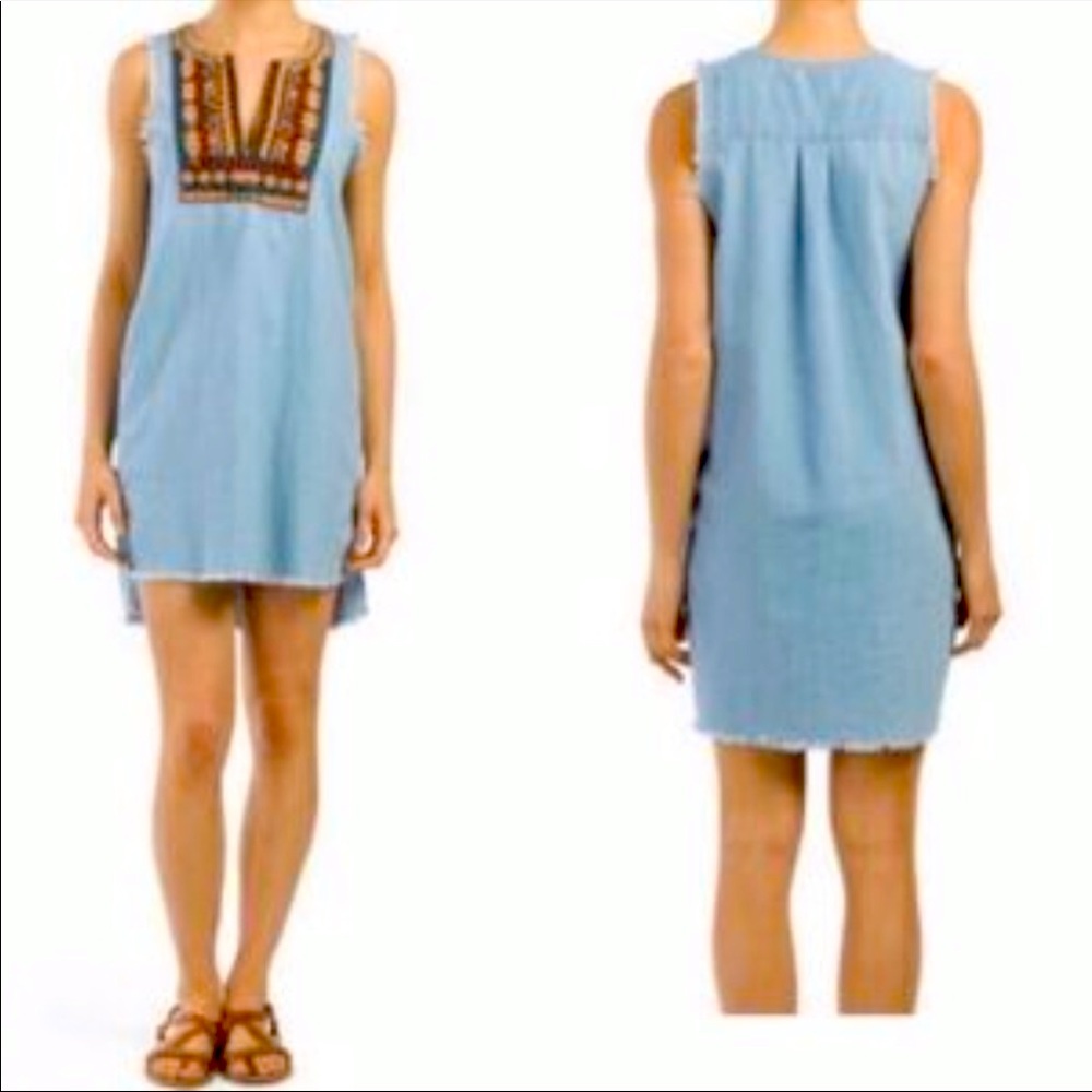 NWT Paper Crane Embroidered Denim Dress